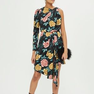 Topshop Floral One Sleeve Dress